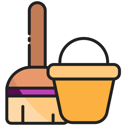 Cartoon mop and bucket