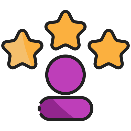 Cartoon person with 3 stars